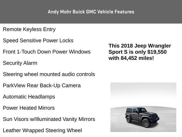 used 2018 Jeep Wrangler car, priced at $18,200