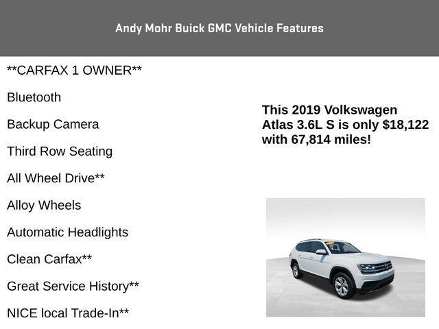 used 2019 Volkswagen Atlas car, priced at $18,122
