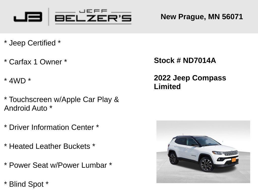 used 2022 Jeep Compass car, priced at $23,855