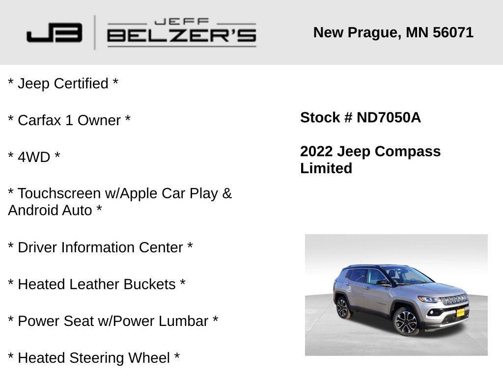 used 2022 Jeep Compass car, priced at $20,977
