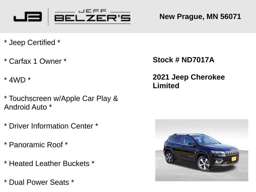 used 2021 Jeep Cherokee car, priced at $23,329