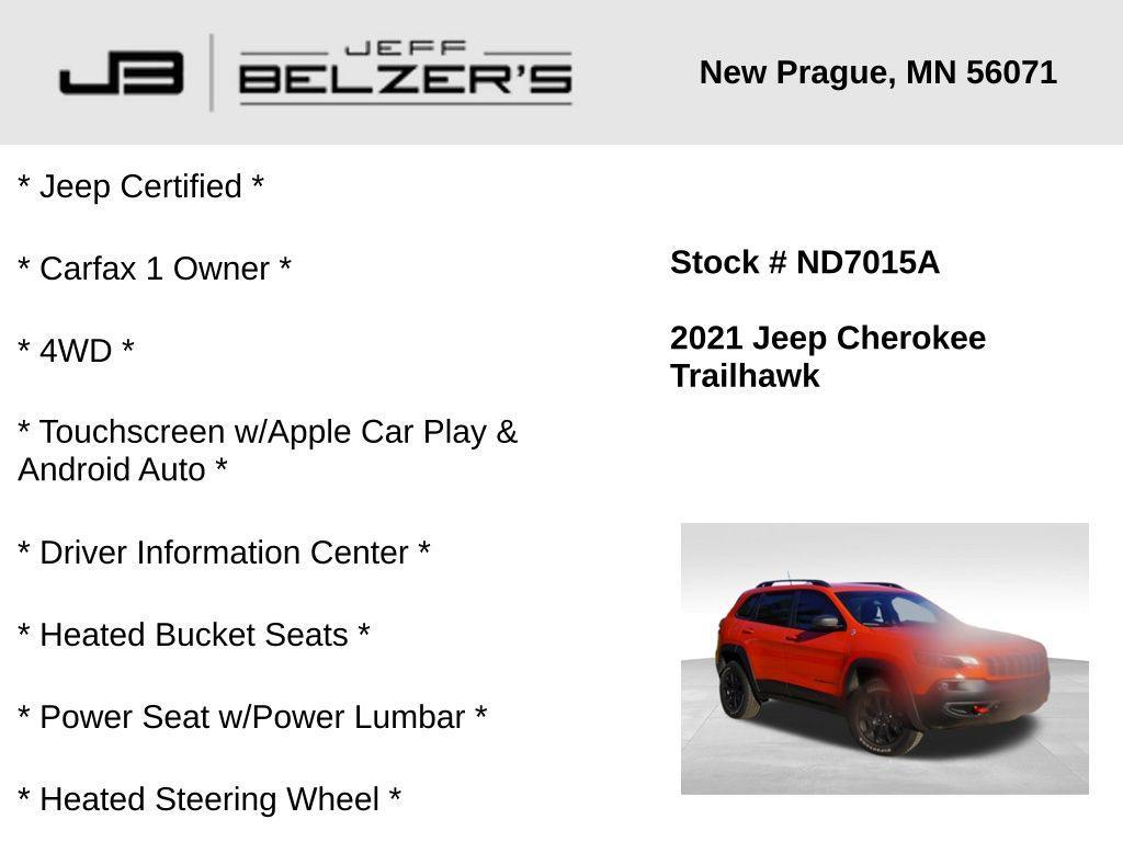 used 2021 Jeep Cherokee car, priced at $22,446