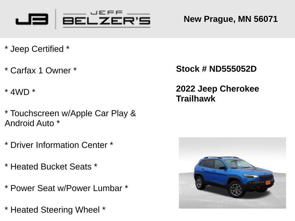 used 2022 Jeep Cherokee car, priced at $22,977
