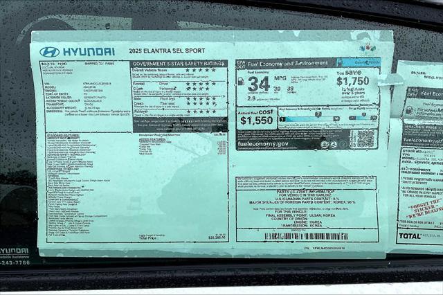new 2025 Hyundai Elantra car, priced at $25,385