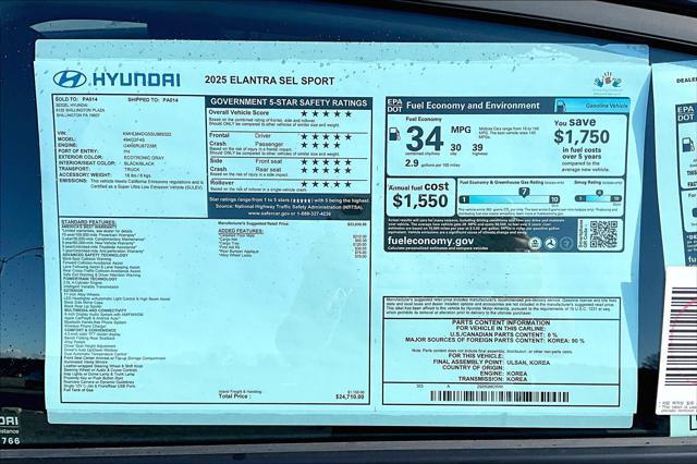 new 2025 Hyundai Elantra car, priced at $24,710