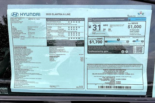 new 2025 Hyundai Elantra car, priced at $30,370