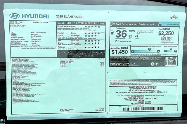 new 2025 Hyundai Elantra car, priced at $23,440