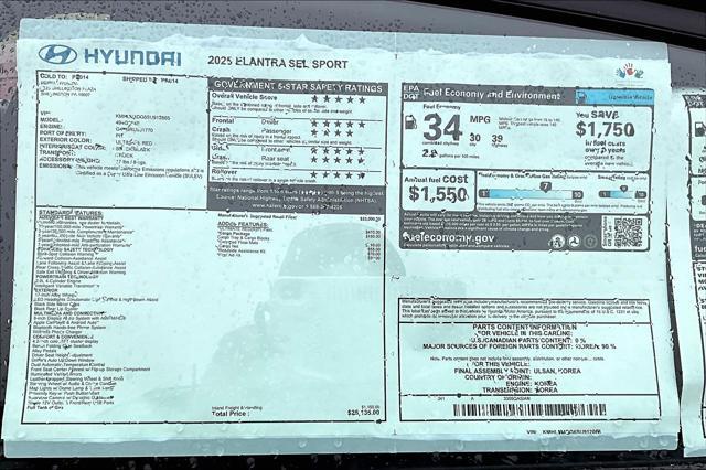 new 2025 Hyundai Elantra car, priced at $25,135