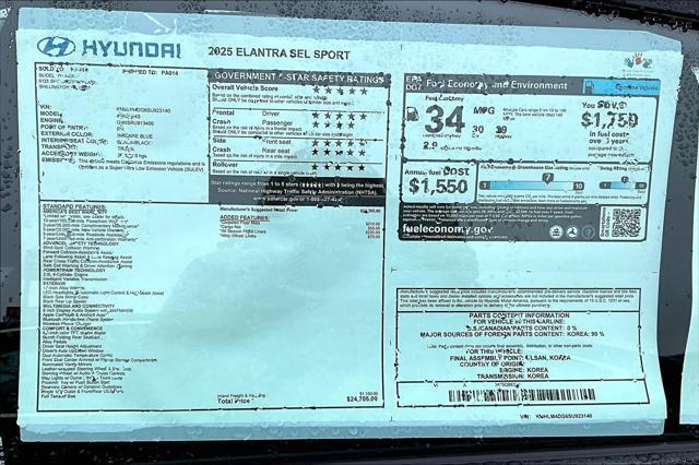 new 2025 Hyundai Elantra car, priced at $24,705