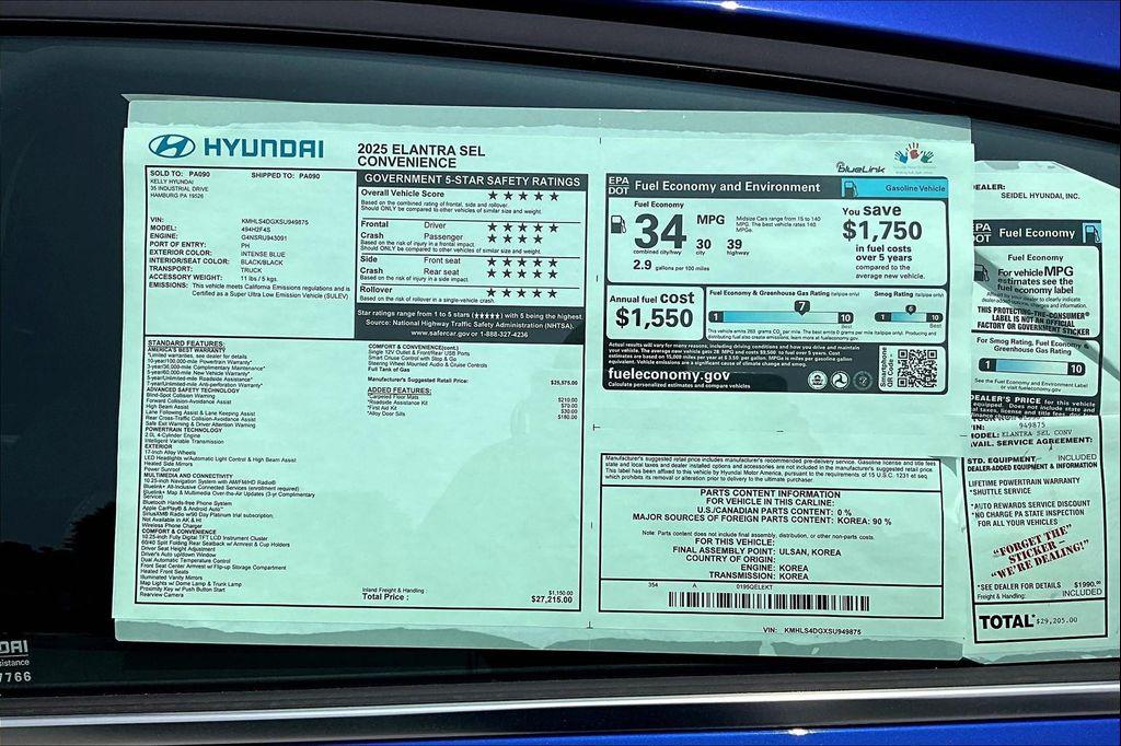 new 2025 Hyundai Elantra car, priced at $27,215