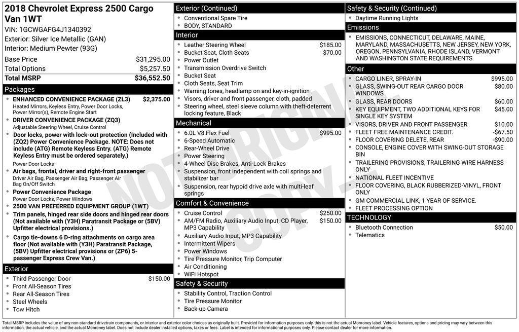 used 2018 Chevrolet Express 2500 car, priced at $18,950