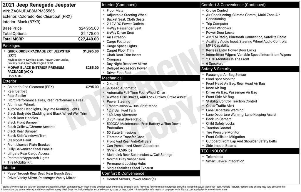 used 2021 Jeep Renegade car, priced at $16,950