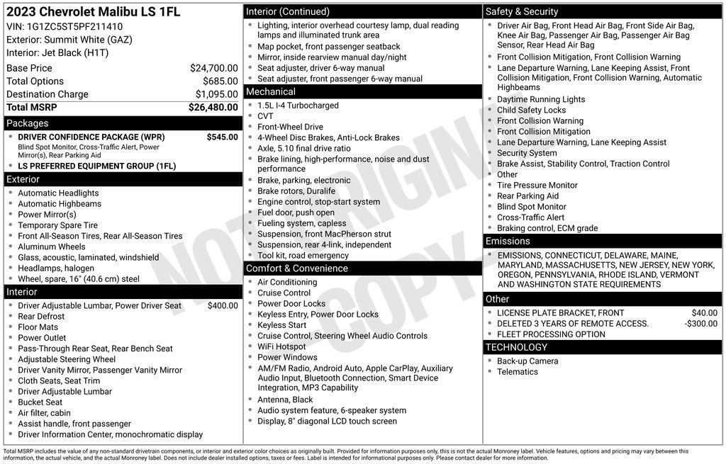 used 2023 Chevrolet Malibu car, priced at $17,950
