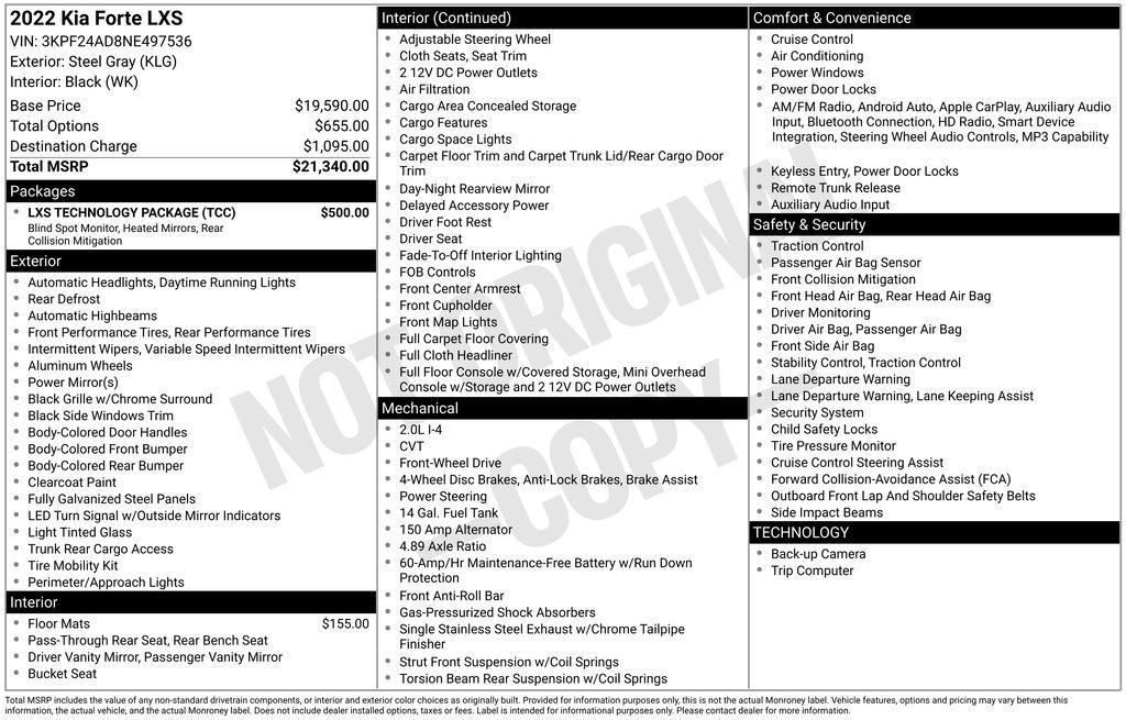 used 2022 Kia Forte car, priced at $17,750