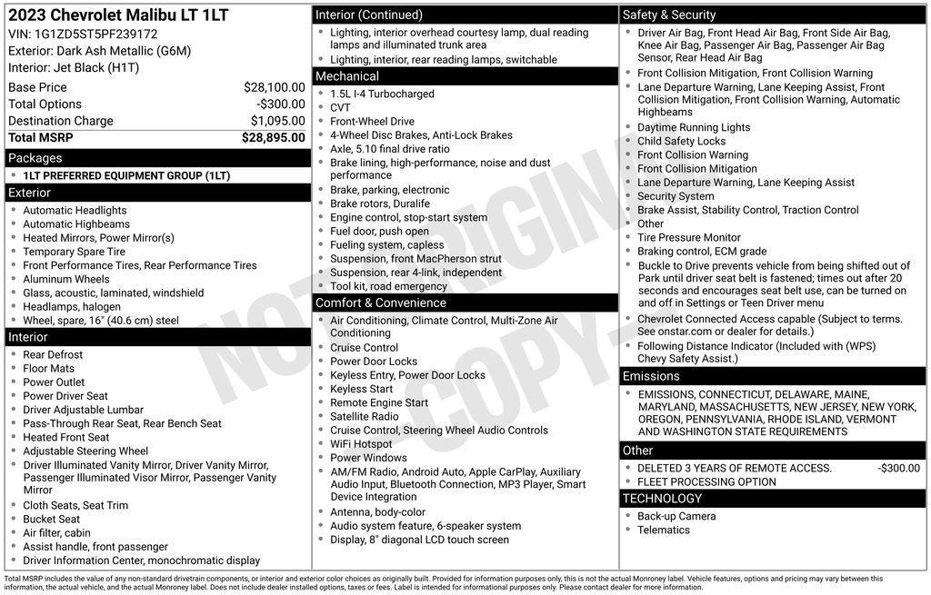 used 2023 Chevrolet Malibu car, priced at $17,850