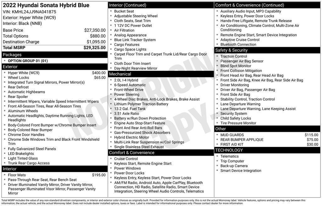 used 2022 Hyundai Sonata Hybrid car, priced at $22,850