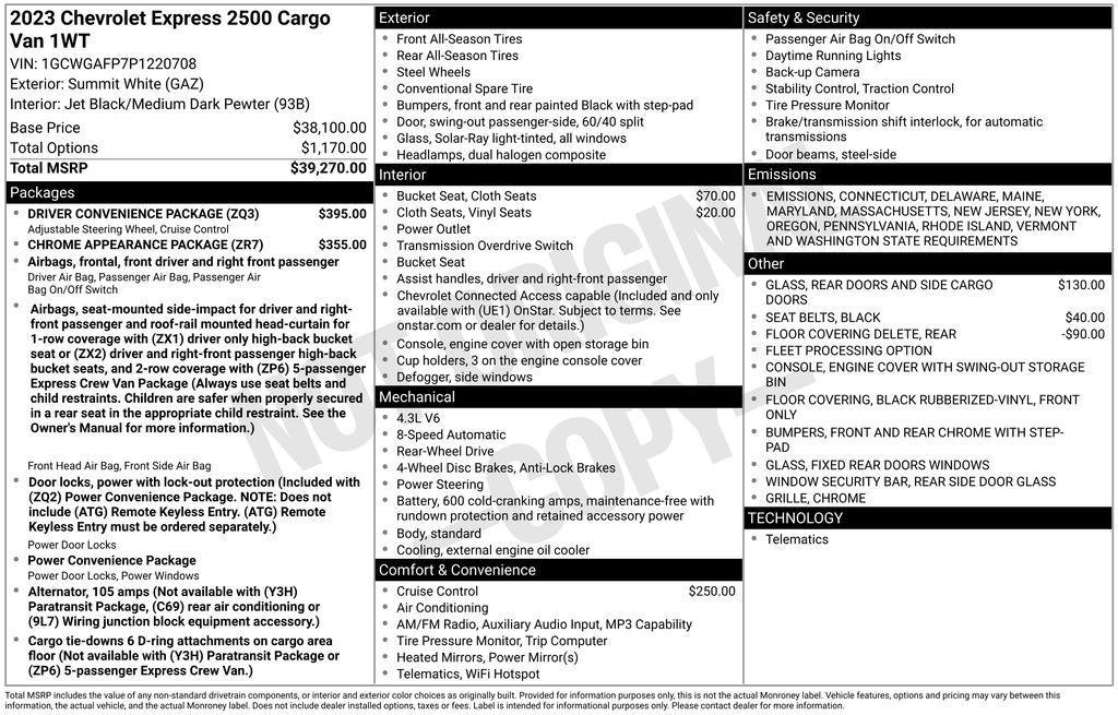 used 2023 Chevrolet Express 2500 car, priced at $29,850