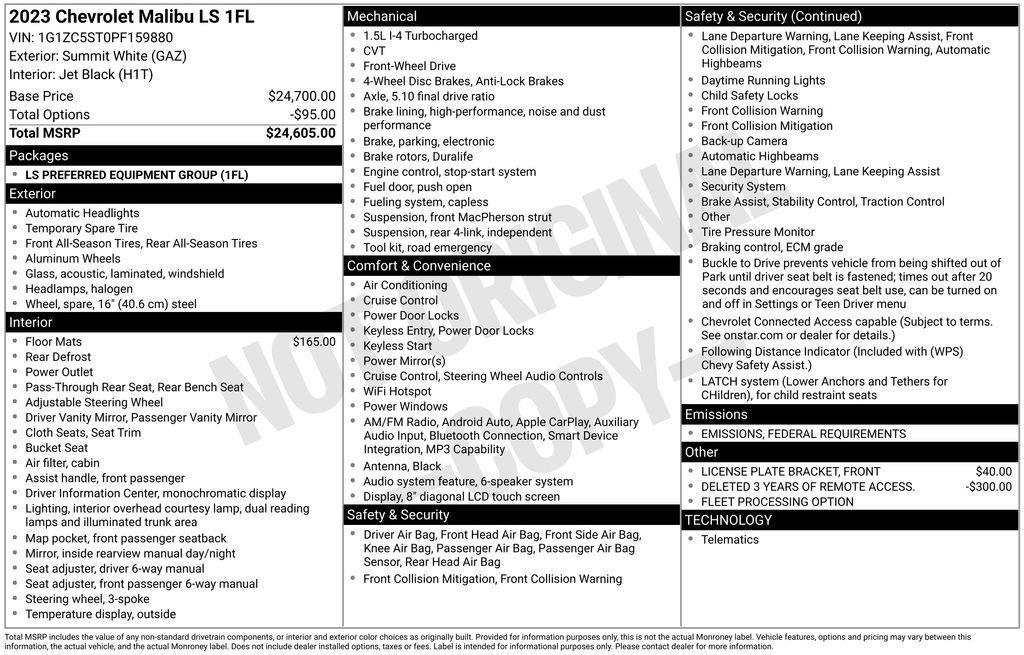 used 2023 Chevrolet Malibu car, priced at $18,950