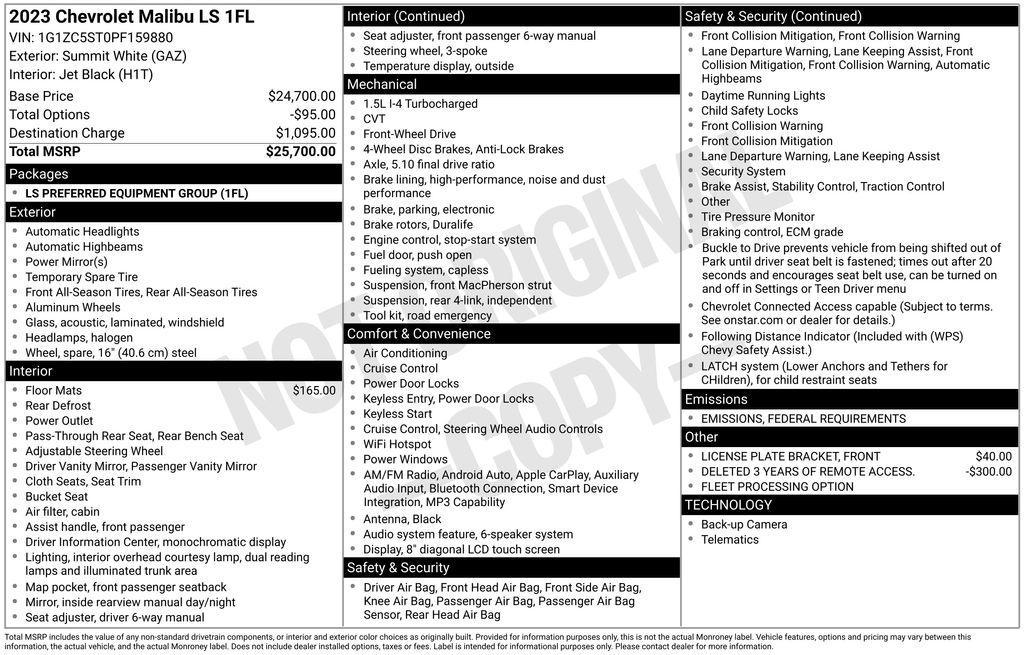 used 2023 Chevrolet Malibu car, priced at $18,650