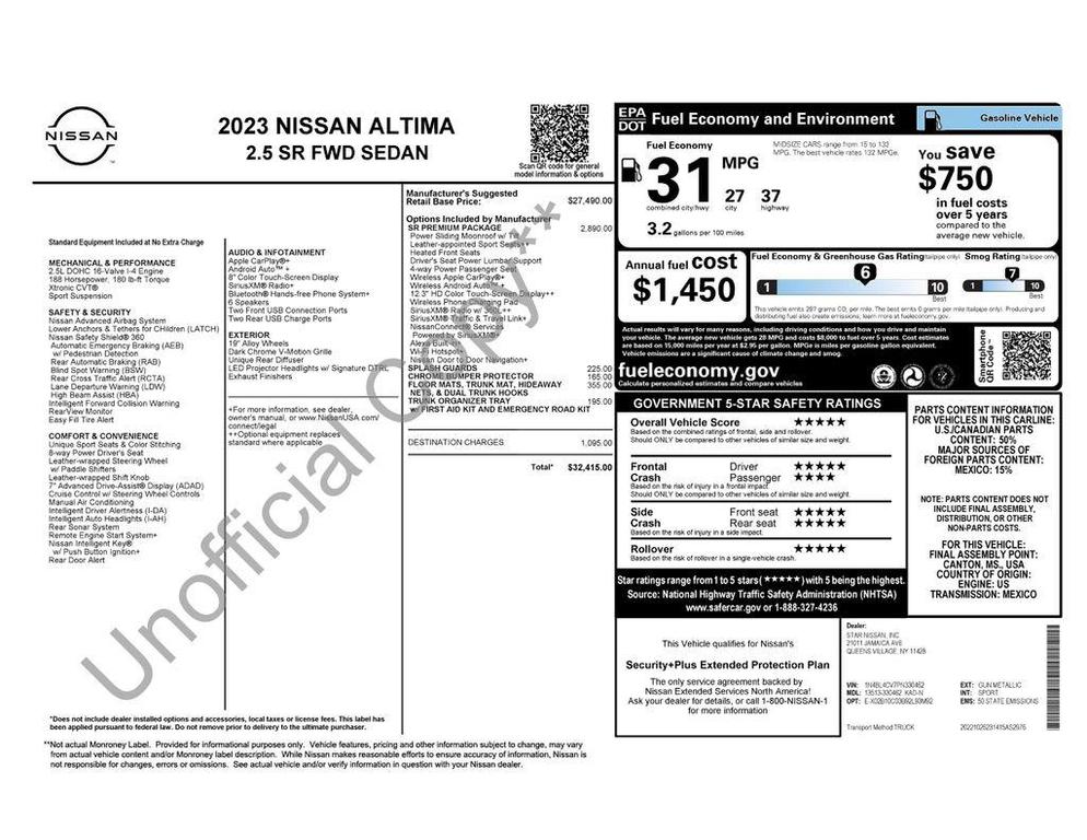 used 2023 Nissan Altima car, priced at $23,950