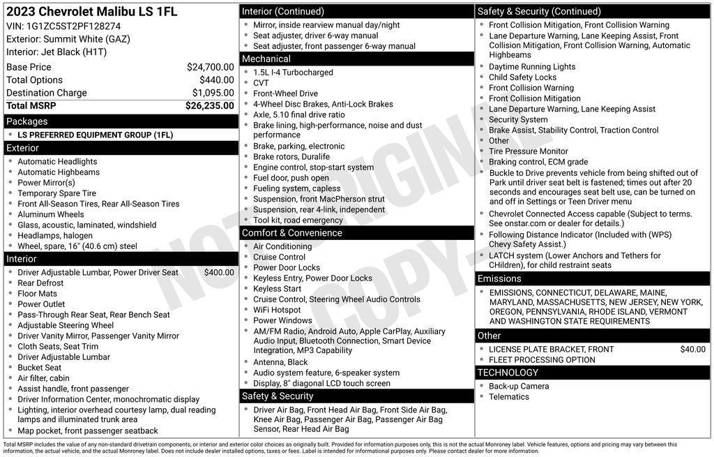 used 2023 Chevrolet Malibu car, priced at $18,490