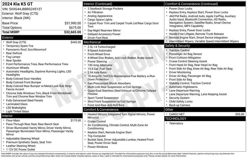 used 2024 Kia K5 car, priced at $29,225