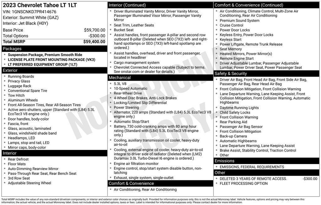 used 2023 Chevrolet Tahoe car, priced at $43,950