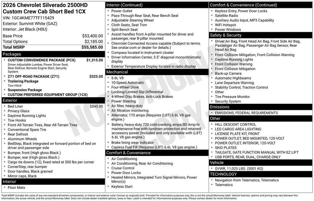 new 2026 Chevrolet Silverado 2500 car, priced at $57,680