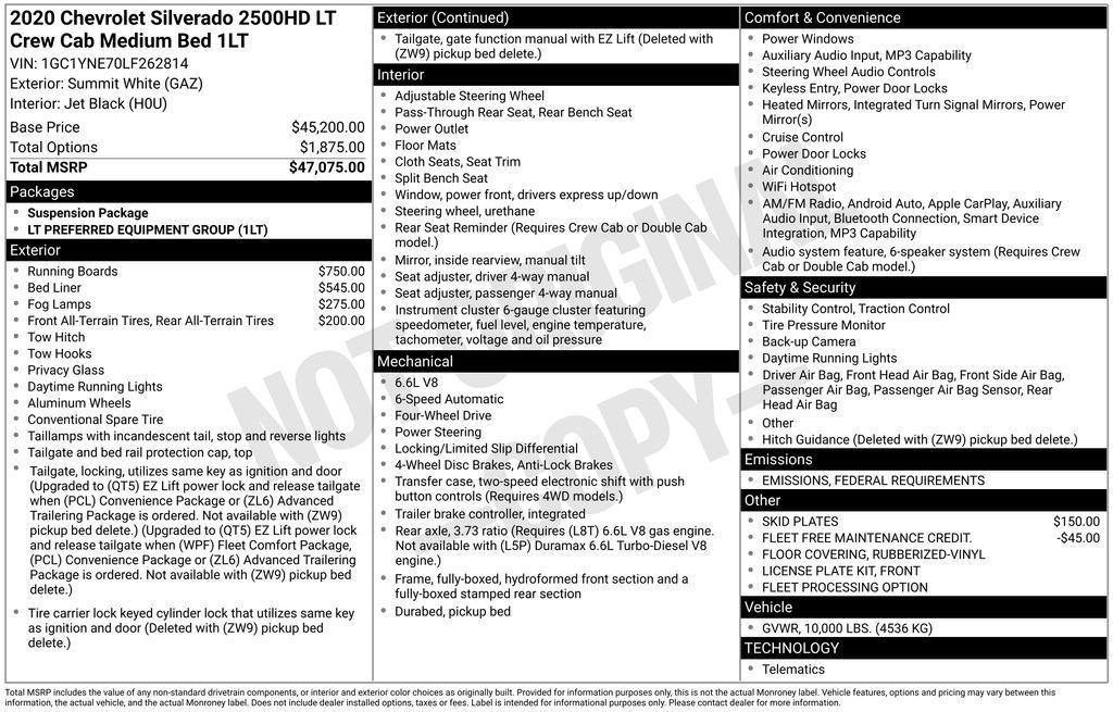used 2020 Chevrolet Silverado 2500 car, priced at $38,357