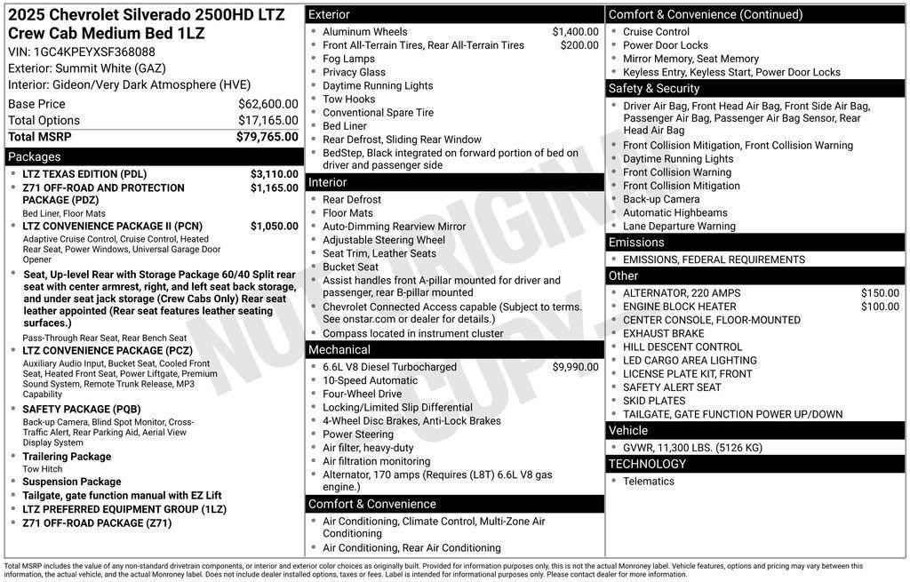 new 2025 Chevrolet Silverado 2500 car, priced at $74,310