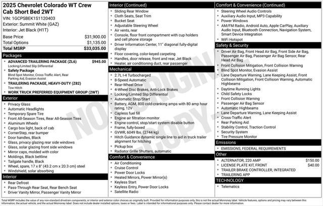 new 2025 Chevrolet Colorado car, priced at $31,590