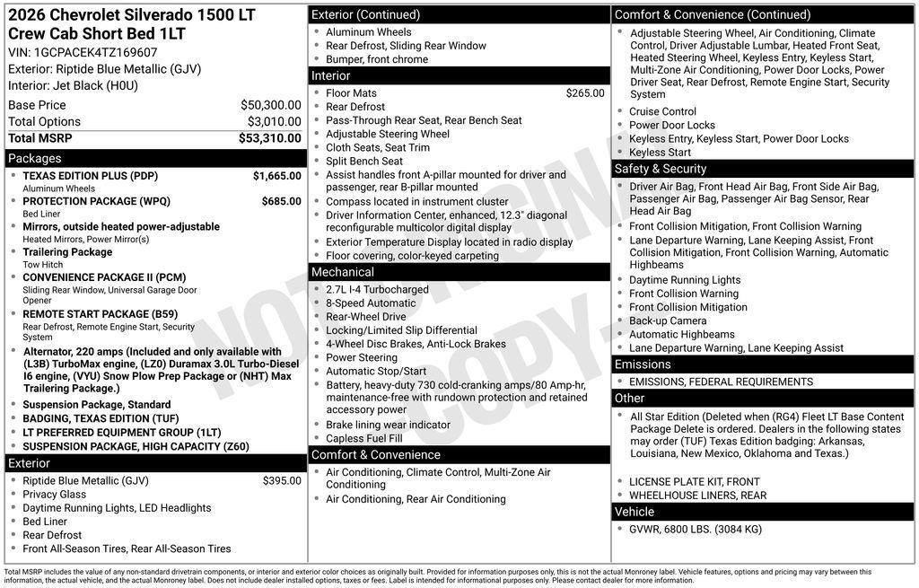new 2026 Chevrolet Silverado 1500 car, priced at $51,805