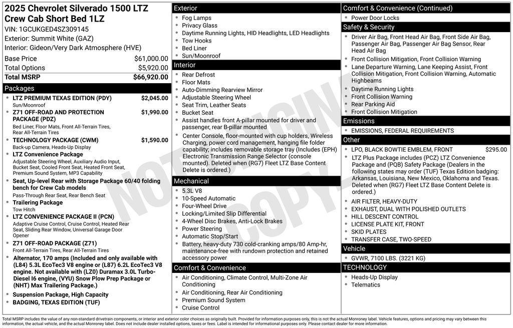 new 2025 Chevrolet Silverado 1500 car, priced at $64,865