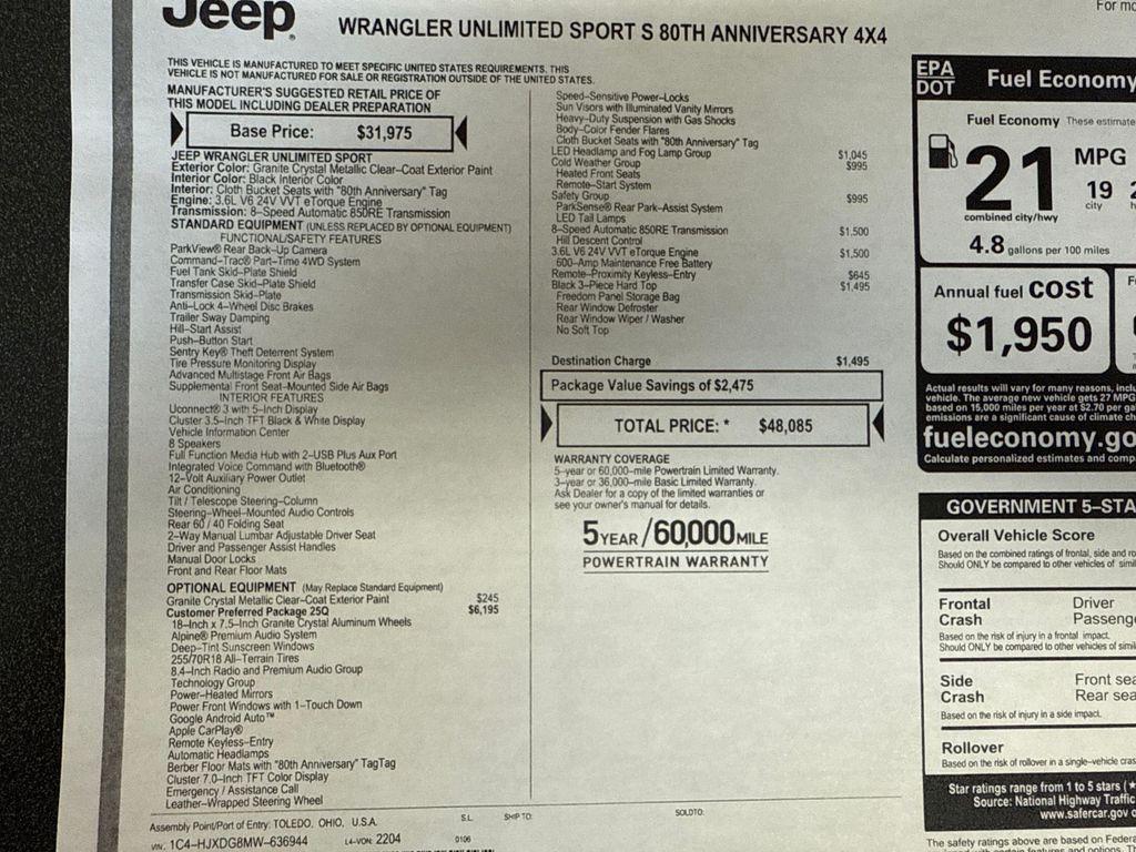 used 2021 Jeep Wrangler Unlimited car, priced at $28,988