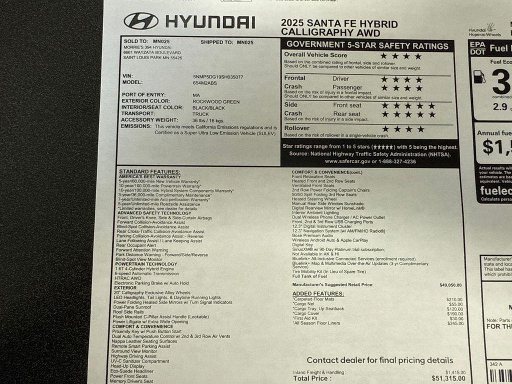 used 2025 Hyundai SANTA FE HEV car, priced at $39,988