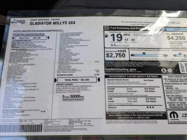 new 2025 Jeep Gladiator car, priced at $49,590