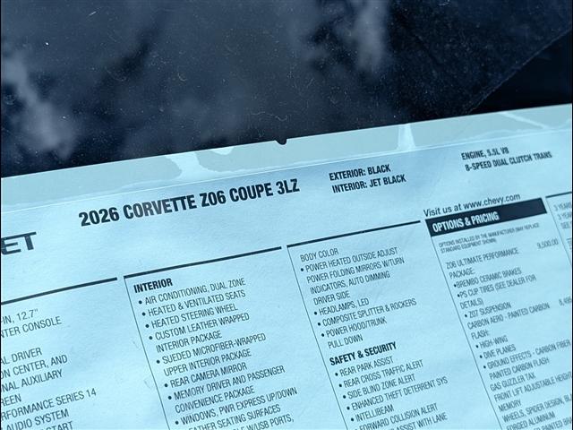 new 2026 Chevrolet Corvette car, priced at $159,423