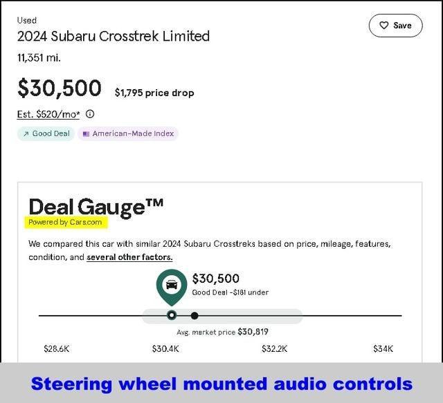 used 2024 Subaru Crosstrek car, priced at $29,500