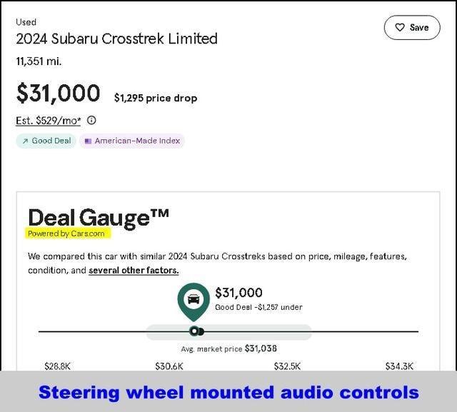 used 2024 Subaru Crosstrek car, priced at $31,000