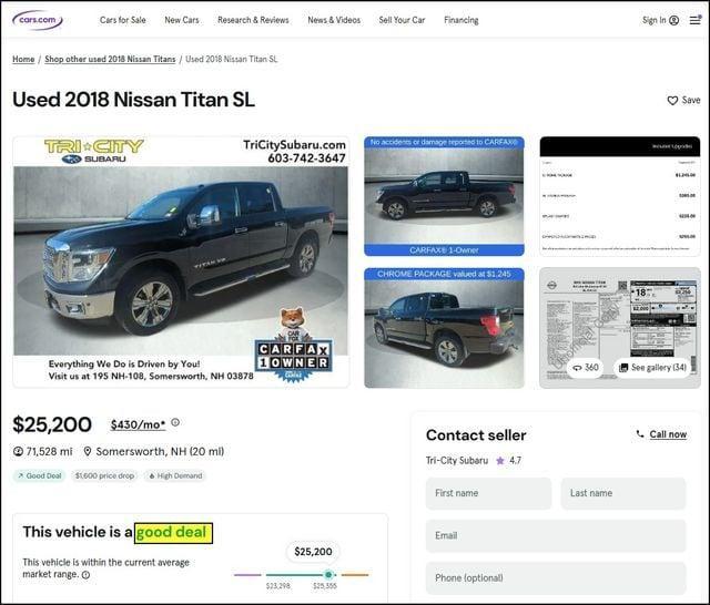 used 2018 Nissan Titan car, priced at $24,900