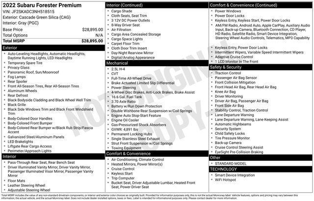used 2022 Subaru Forester car, priced at $28,477