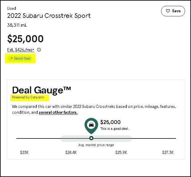 used 2022 Subaru Crosstrek car, priced at $25,000