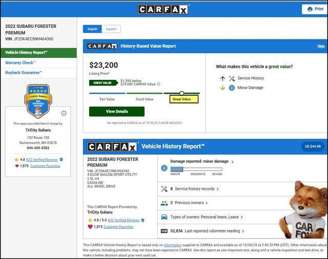 used 2022 Subaru Forester car, priced at $22,200