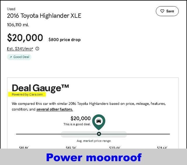 used 2016 Toyota Highlander car, priced at $19,000
