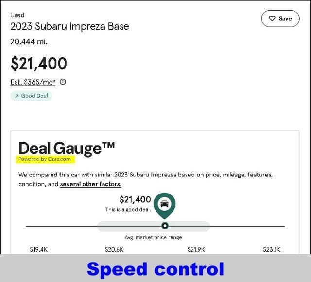 used 2023 Subaru Impreza car, priced at $21,400