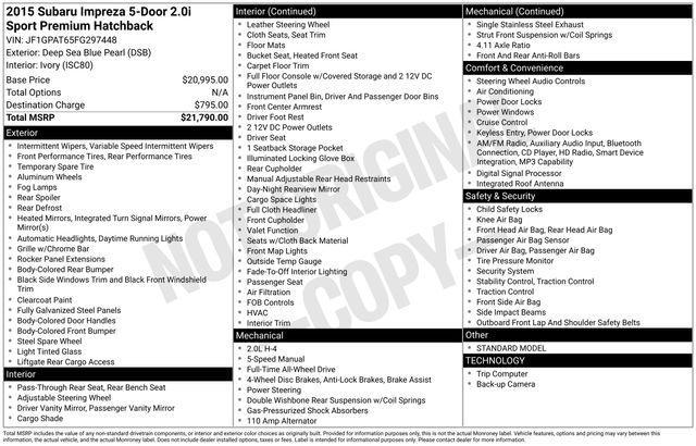 used 2015 Subaru Impreza car, priced at $10,500