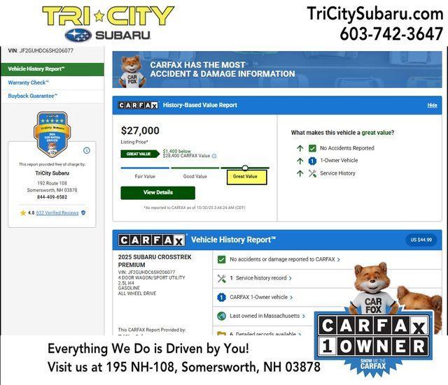 used 2025 Subaru Crosstrek car, priced at $27,000