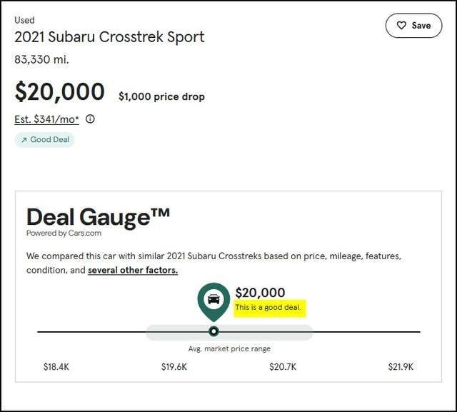 used 2021 Subaru Crosstrek car, priced at $19,000