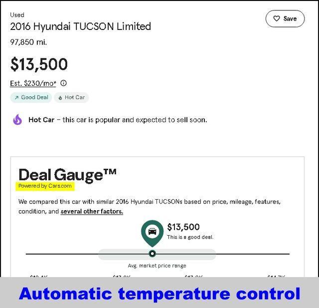 used 2016 Hyundai Tucson car, priced at $13,500