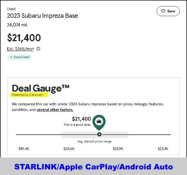 used 2023 Subaru Impreza car, priced at $21,400